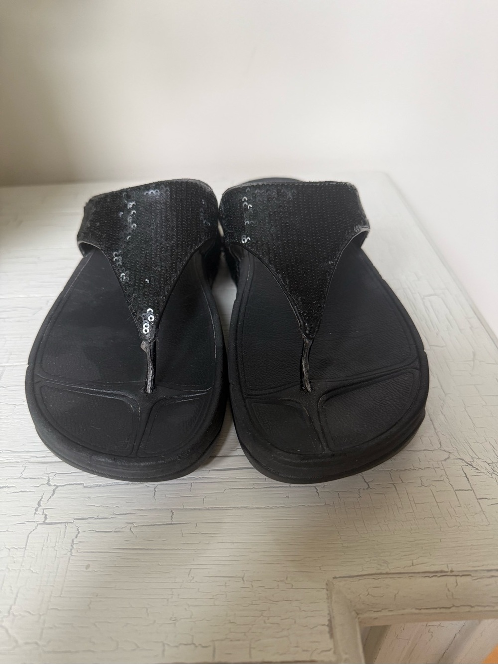 Fitflop Black Sequin Thong Sandals